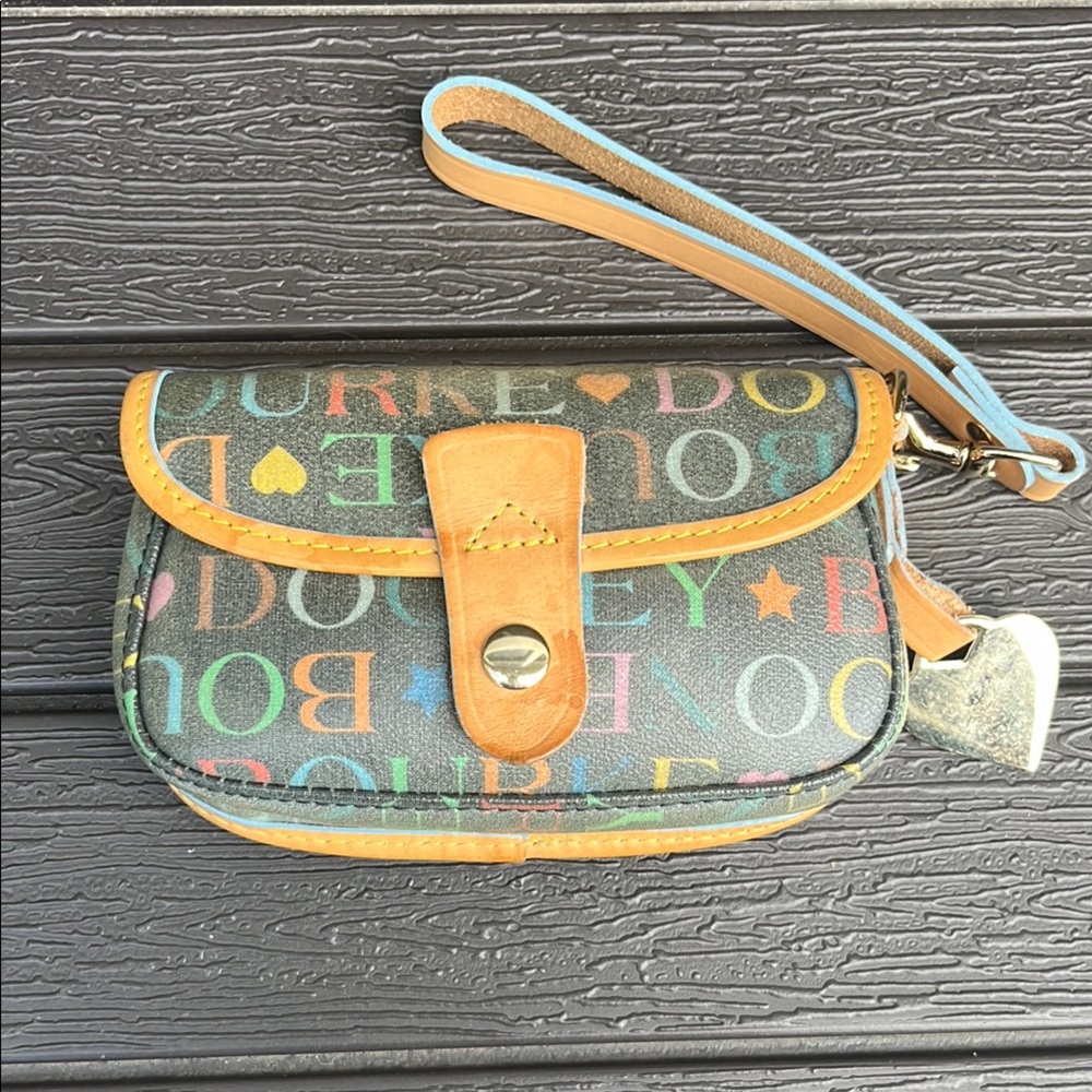 Dooney & Bourke Black and Tan Clutch Wristlet